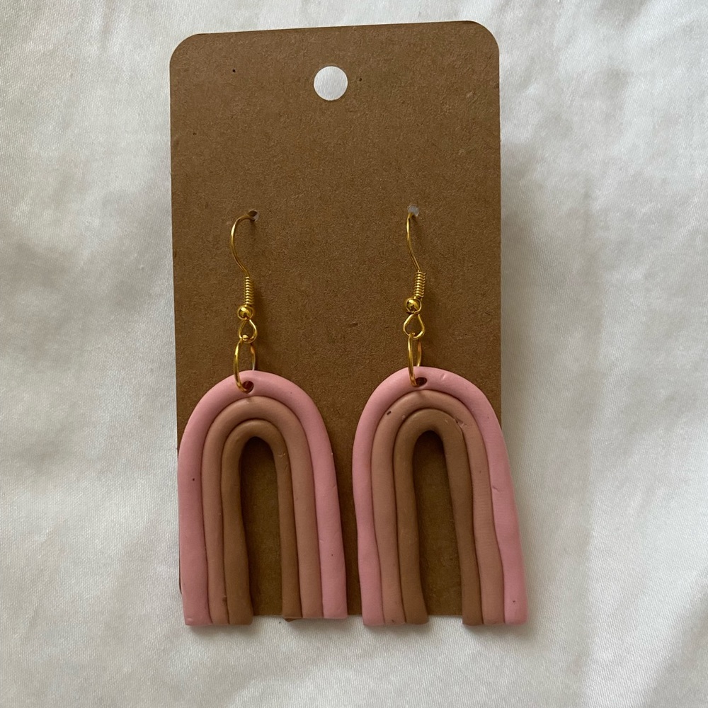Rainbow clay earrings